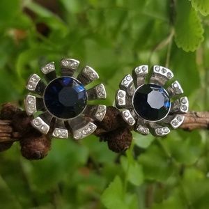 Lia Sophia blue and silver crystal earrings